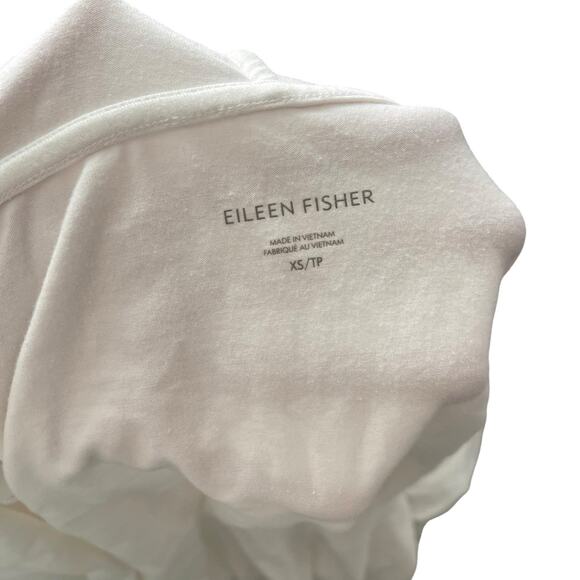 Eileen Fisher XS Hooded Sweater White Open Front Organic Cotton Pockets - Picture 2 of 10
